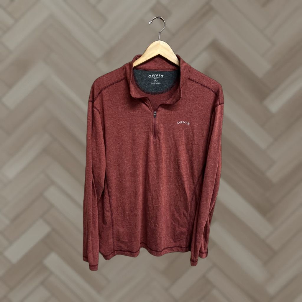 Orvis Orvis Mens Red 1/4 Zip Pullover Sweater XL Size Mock Neck Cotton Sweatshirt Knit Size US XL / EU 56 / 4 - 1 Thumbnail