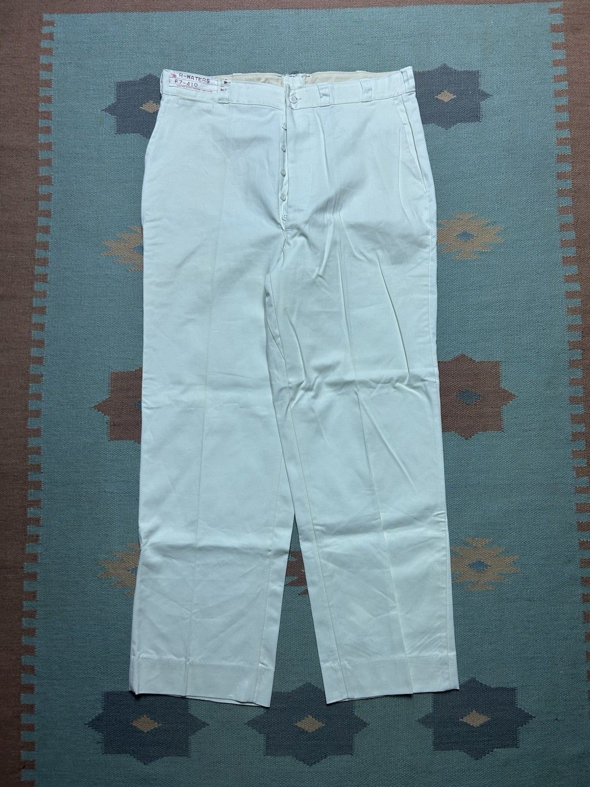 Vintage Vtg 40s cotton chino work pants milkman button fly NOS 37x31 Size US 37 - 1 Thumbnail