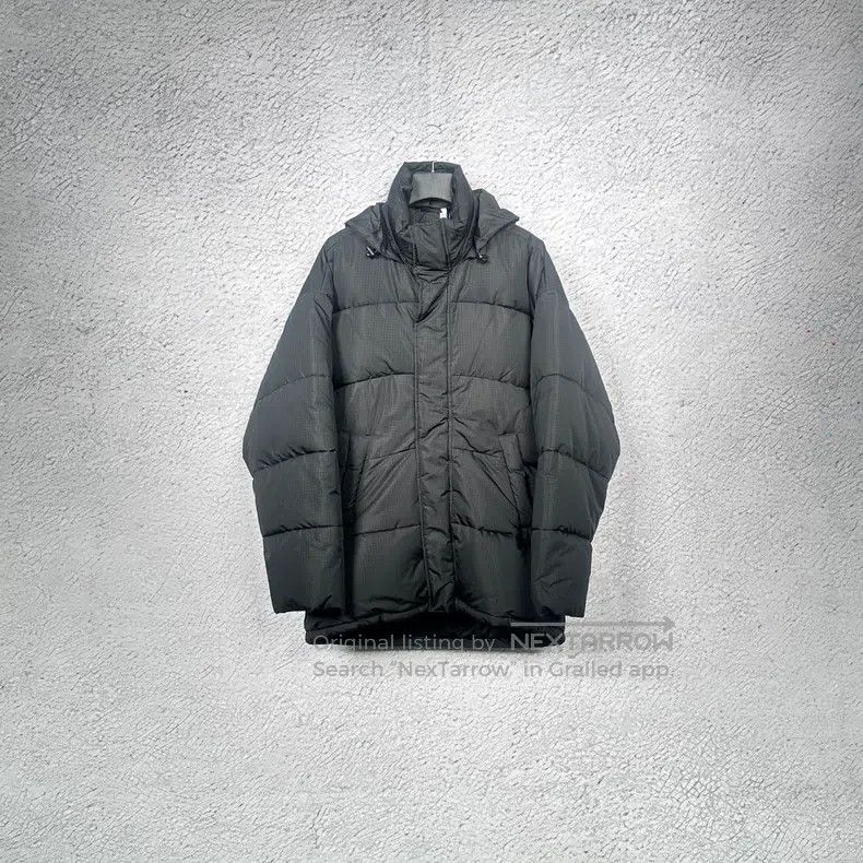 Balenciaga Black classic turtleback hidden hood down coat