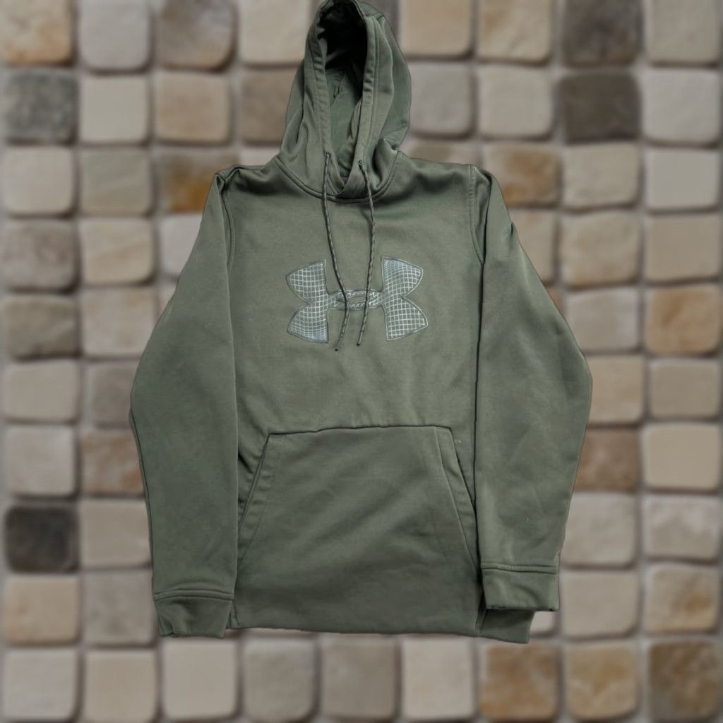 Under Armour Under Armour Coldgear Hoodie Mens Medium Green Fleece Lined Loose Fit Logo Print Size US M / EU 48-50 / 2 - 1 Thumbnail