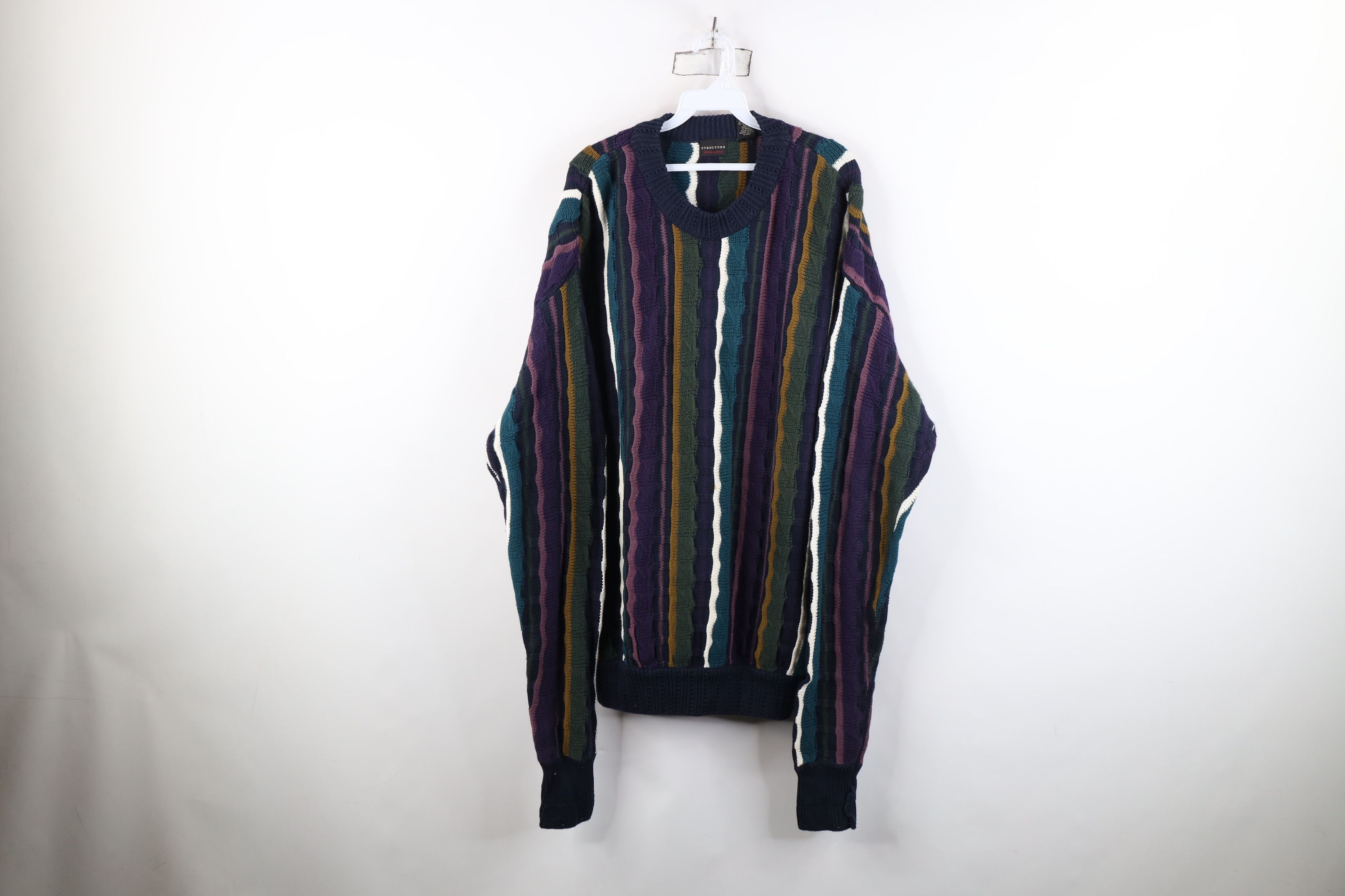 Vintage Vintage 90s Coogi Style Rainbow Striped Knit Sweater Size US L / EU 52-54 / 3 - 1 Thumbnail