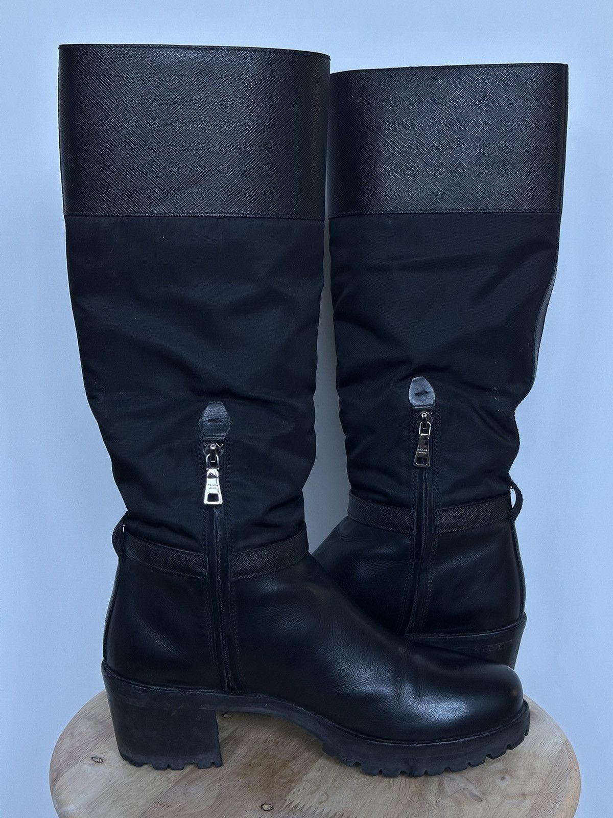Prada Prada Leather / Nylon Biker Boots Size US 7.5 / IT 37.5 - 6 Thumbnail