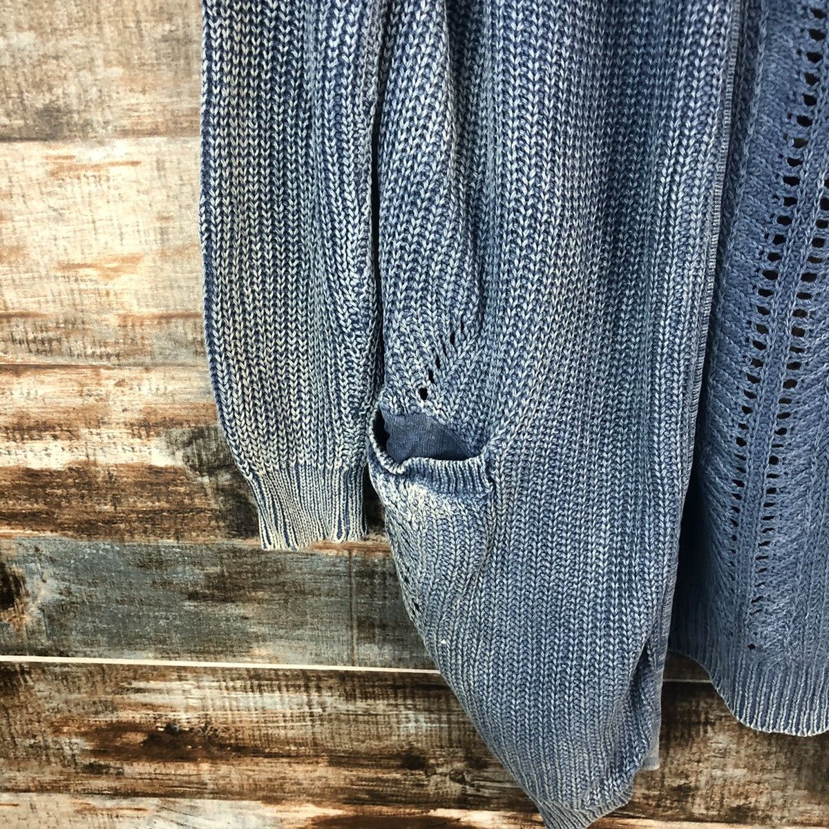 Indigo Azul Blue indigo faded Cardigan Hoodie Knitwear #A1887 Size US M / EU 48-50 / 2 - 7 Thumbnail