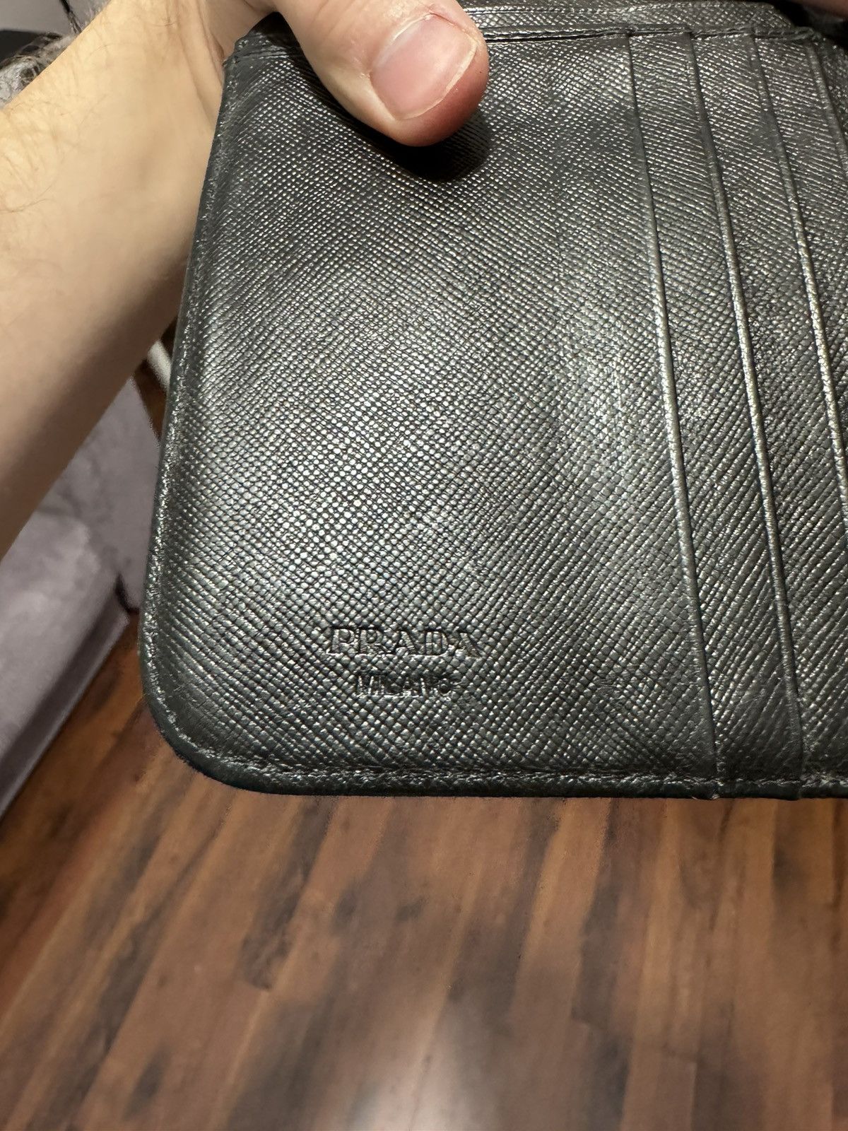 Prada Vintage Prada Nylon Big Wallet Black Logo Hype Designer Size ONE SIZE - 12 Thumbnail