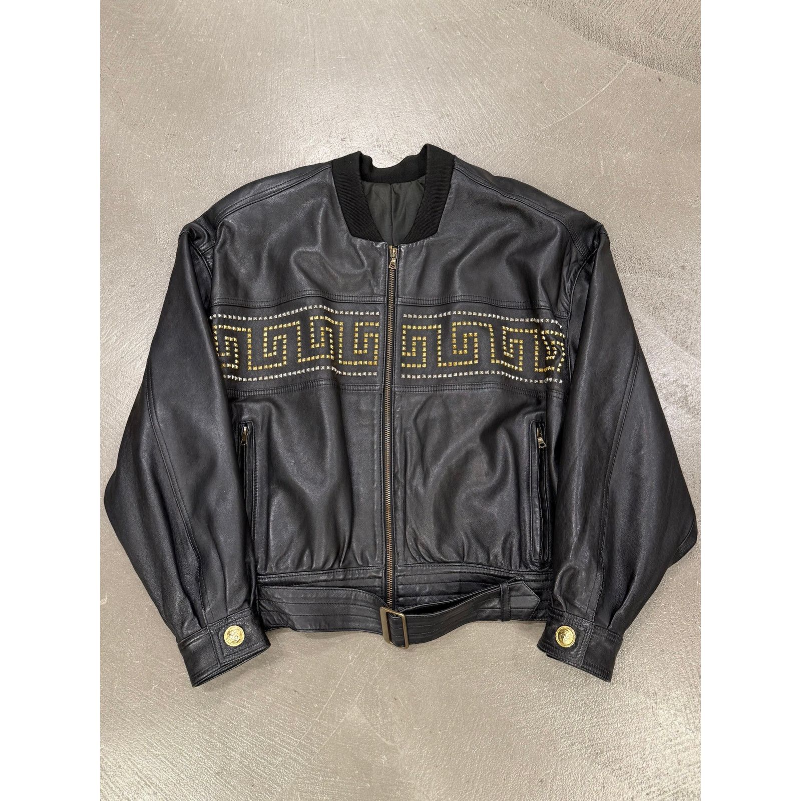 Versace 1990s Gianni Versace leather jacket with gold studs details Size US M / EU 48-50 / 2 - 1 Thumbnail