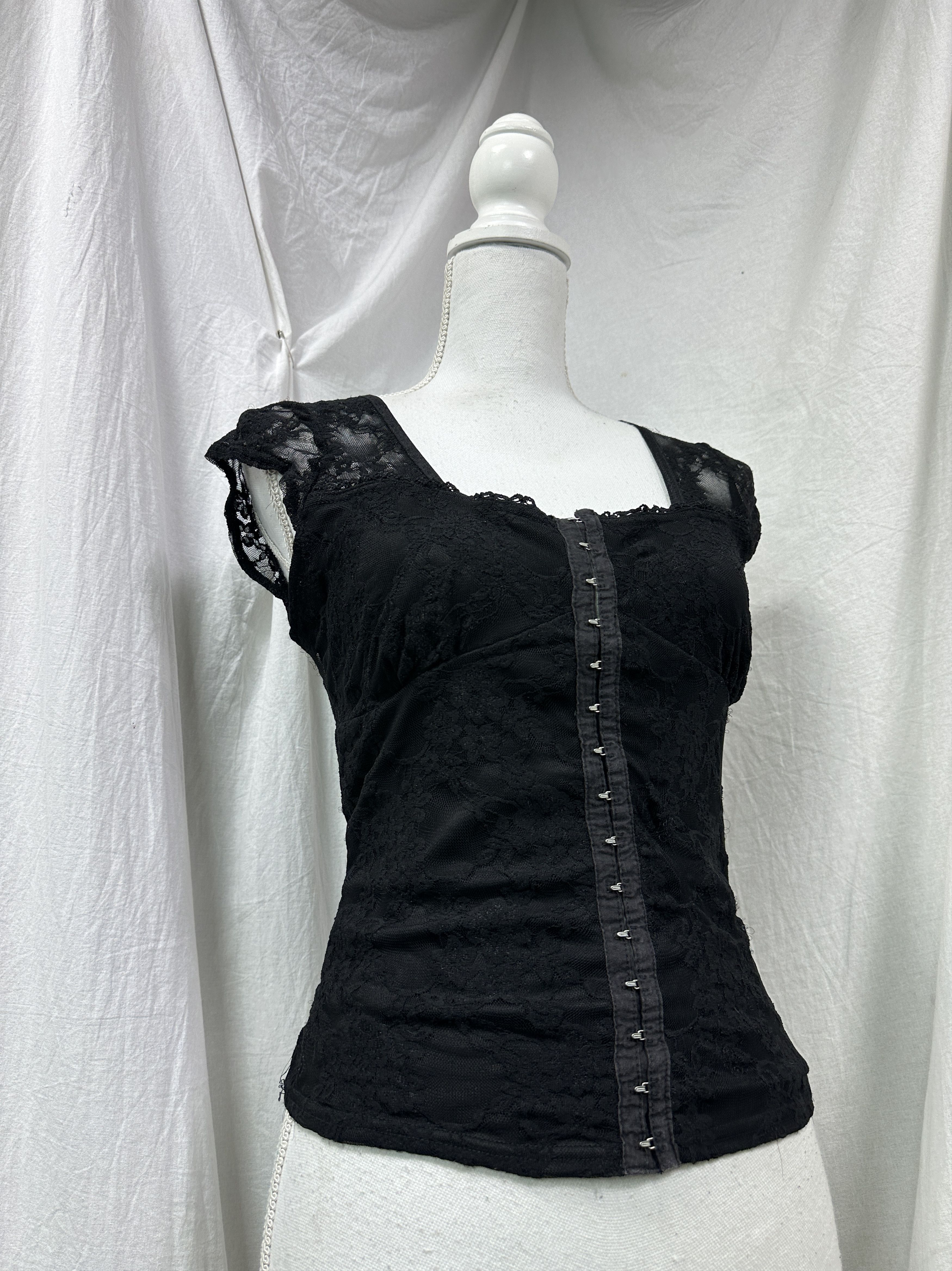 Vintage Vintage Avant Garde Sheer Lace Corset Top Y2K Size S / US 4 / IT 40 - 1 Thumbnail