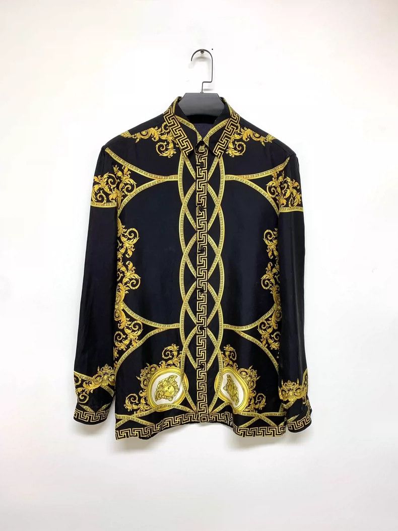 Versace Versace Black and gold silk shirt Size US S / EU 44-46 / 1 - 1 Thumbnail