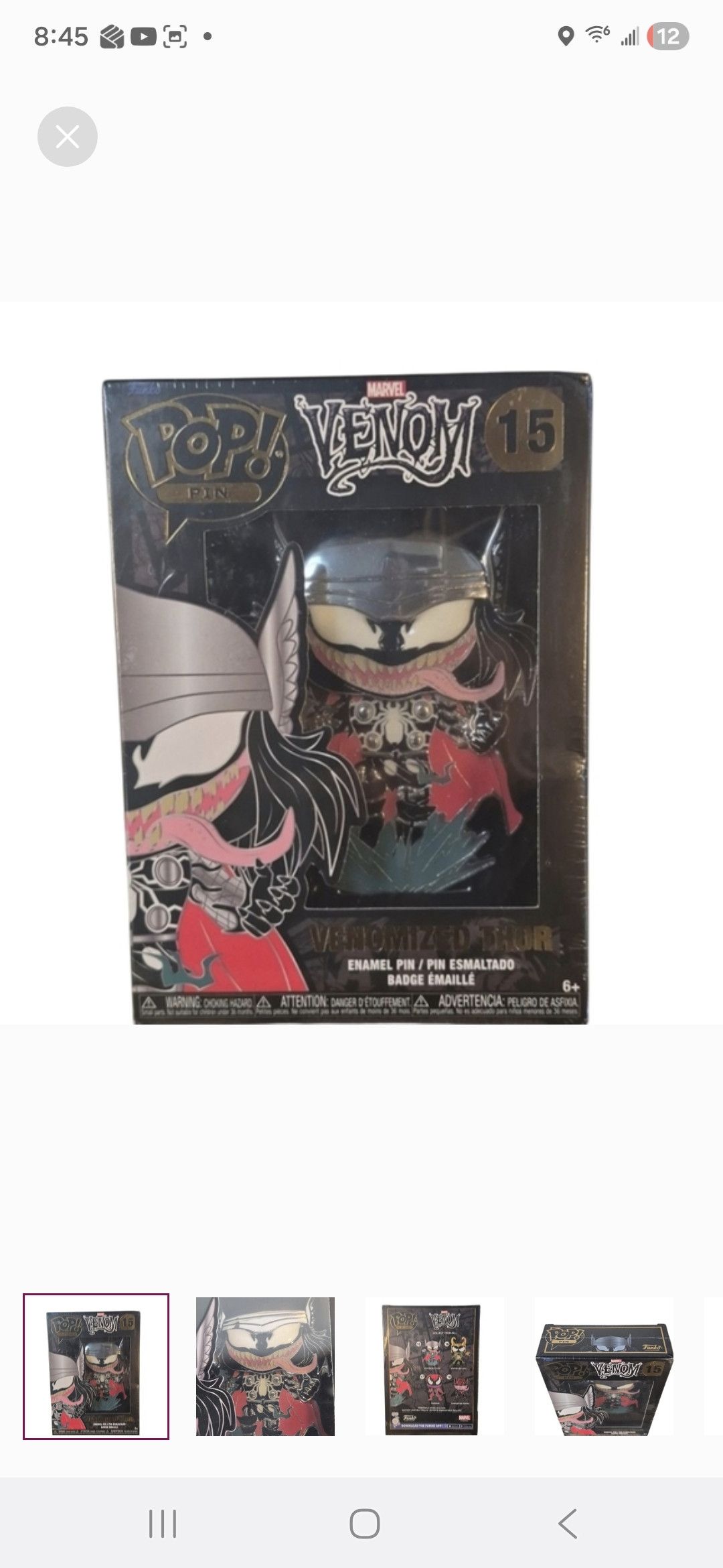Other Funko × Marvel POP PIN VENOMIZED THOR Enamel Pin Size ONE SIZE - 1 Thumbnail