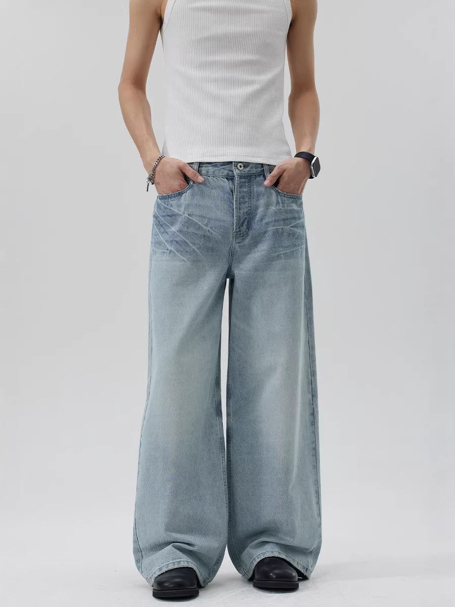 Japanese Brand American retro whiskered casual loose straight leg jeans Size US 32 / EU 48 - 1 Thumbnail