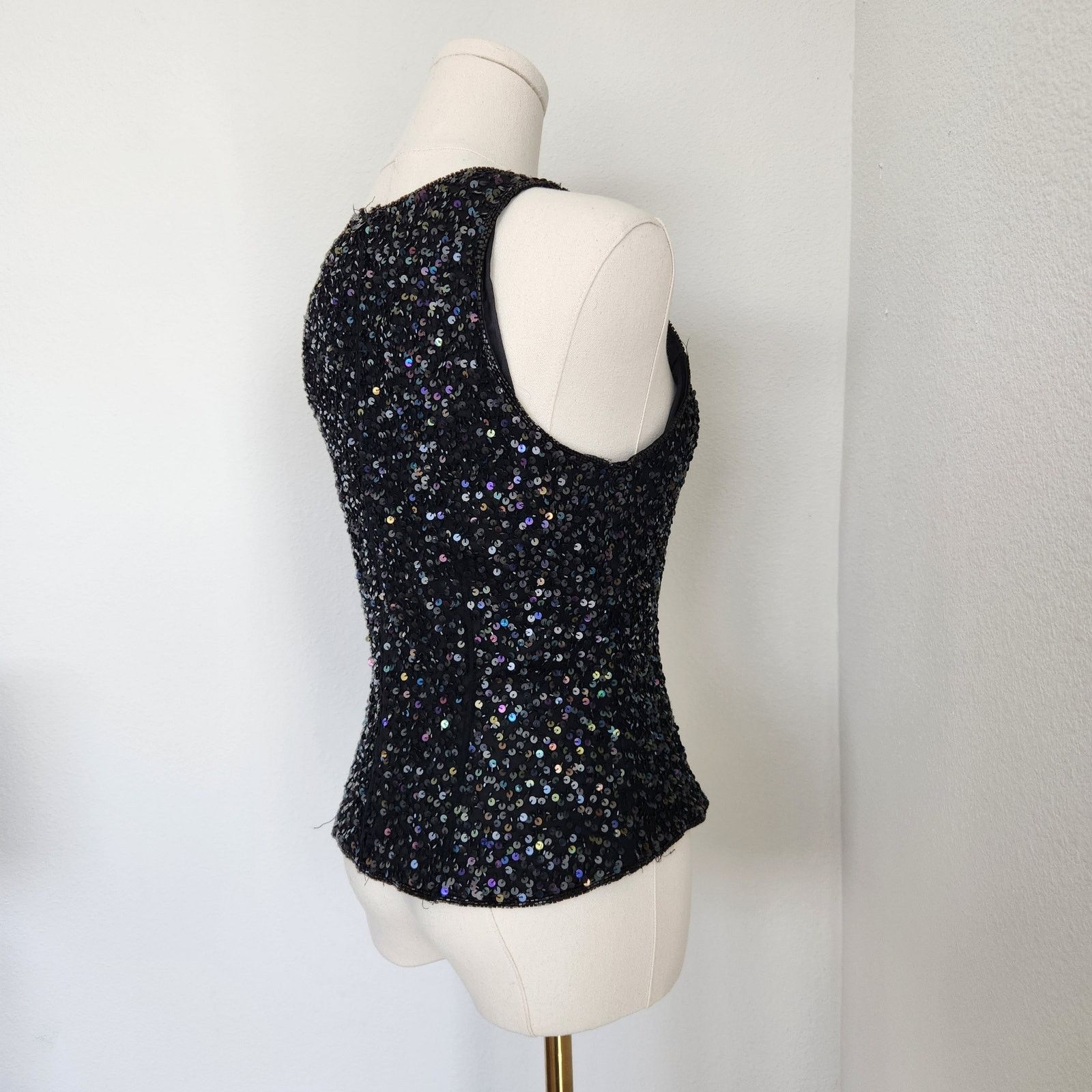 Vintage Vintage Black Iridescant Sequin Silk Embroidered Blouse S Size S / US 4 / IT 40 - 8 Thumbnail