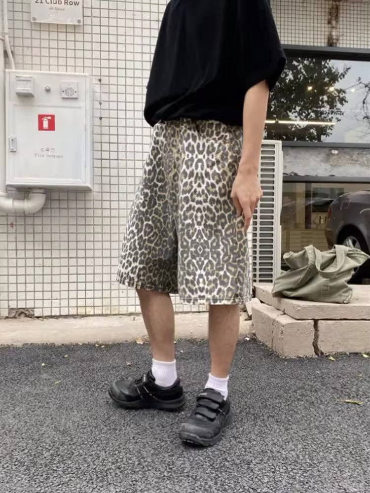 Japanese Brand × Vintage leopard print y2k jean shorts Size US 36 / EU 52 - 3 Thumbnail