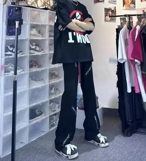 Japanese Brand × Jean Black multi-zip micro-flare jeans Size US 32 / EU 48 - 4 Thumbnail