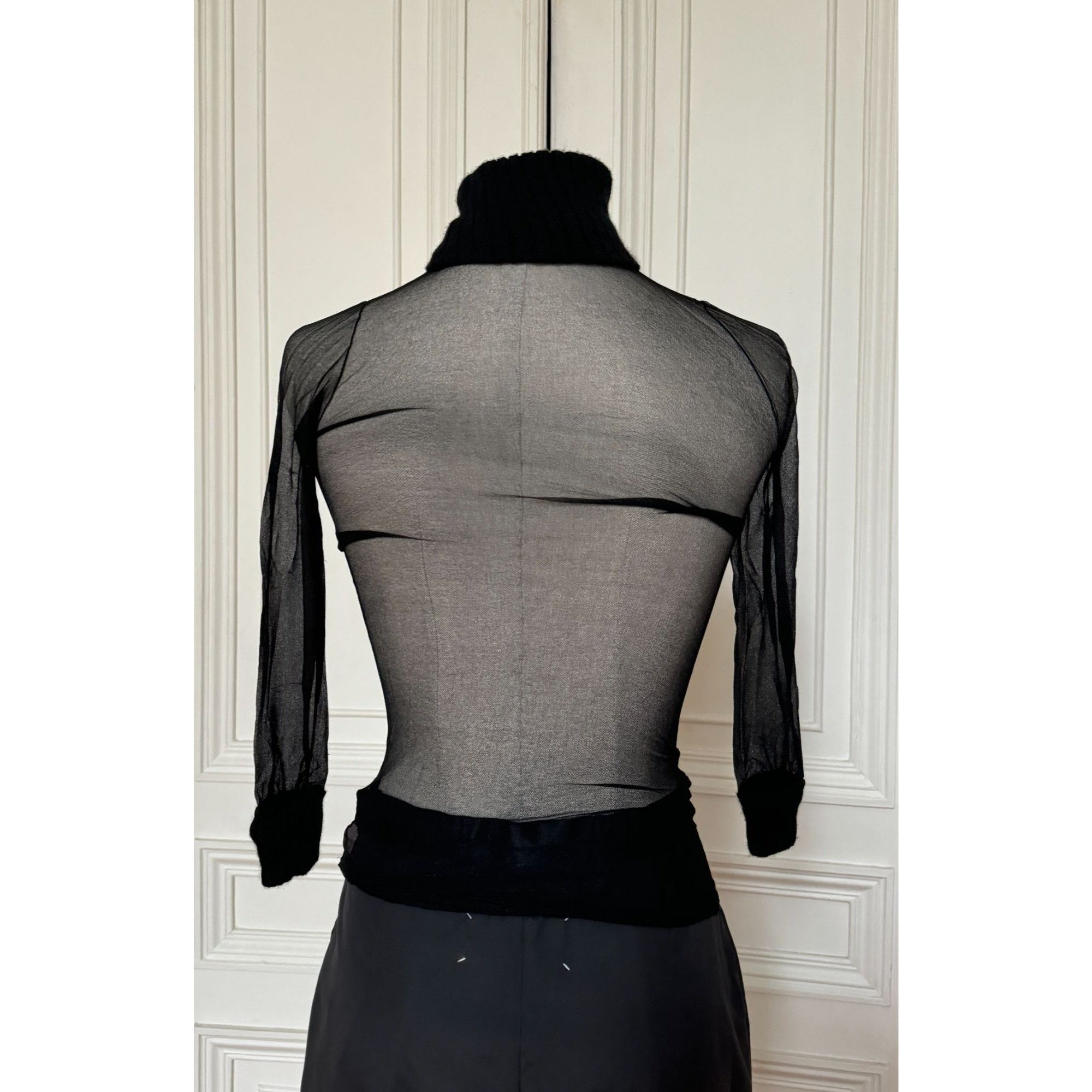 Courreges 1970s Black Nylon Sheer Top Size XS / US 0-2 / IT 36-38 - 3 Thumbnail