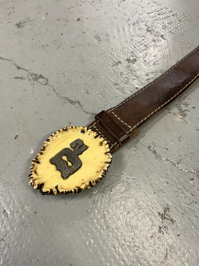 Dsquared2 2000s Dsquared2 Trunk Wood Buckle Brown Leather Belt Size ONE SIZE - 5 Thumbnail