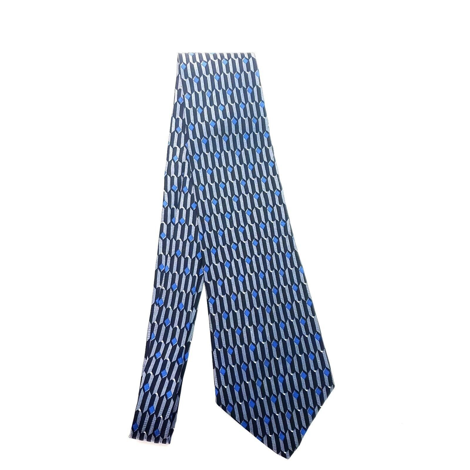 Perry Ellis Perry Ellis Portfolio Silk Tie Print Gray Black Geometric Wi Size ONE SIZE - 6 Thumbnail
