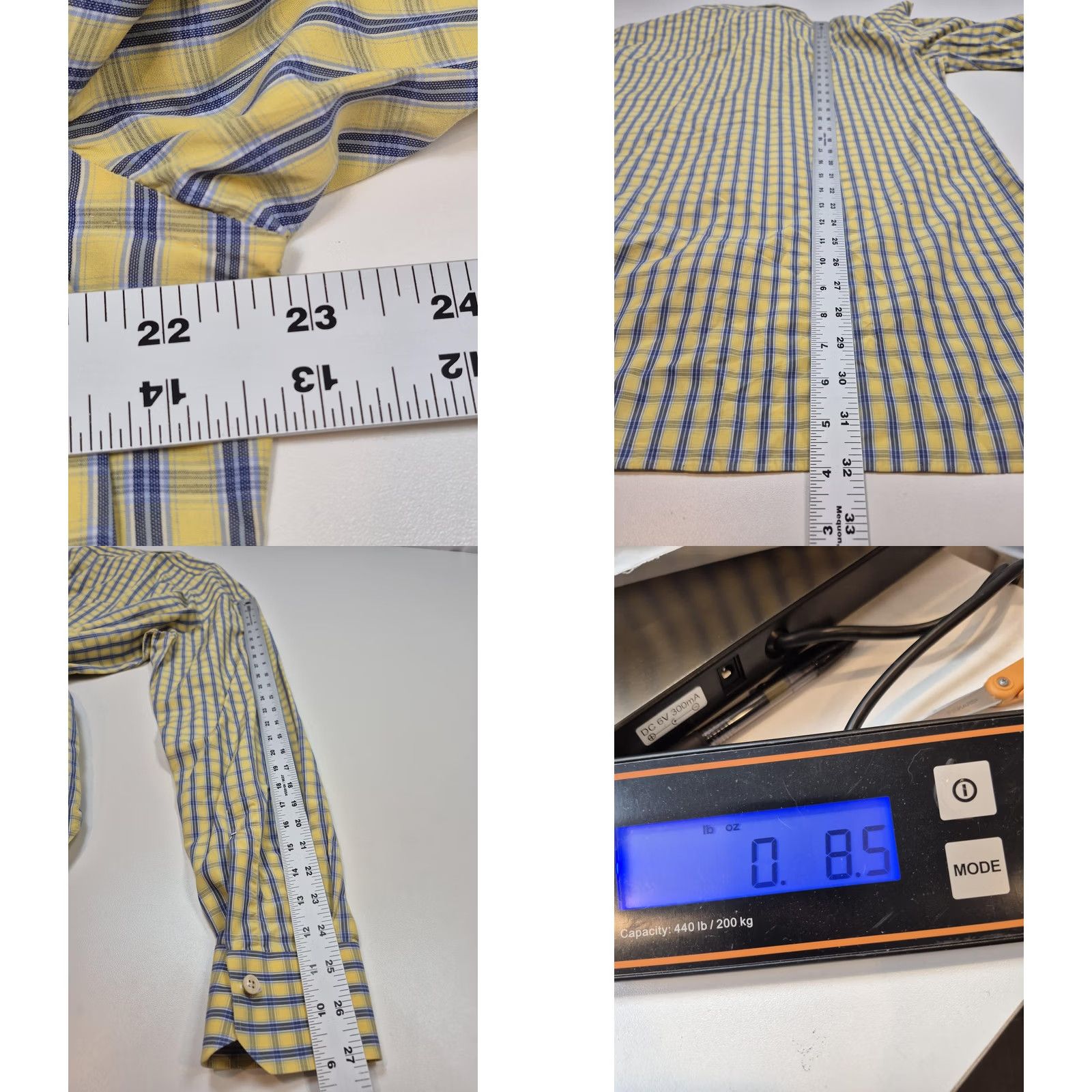 Kiton Kiton Dress Shirt Mens L Yellow Check Long Sleeve Classic 100% Cotton Made Italy Size 42R - 8 Thumbnail
