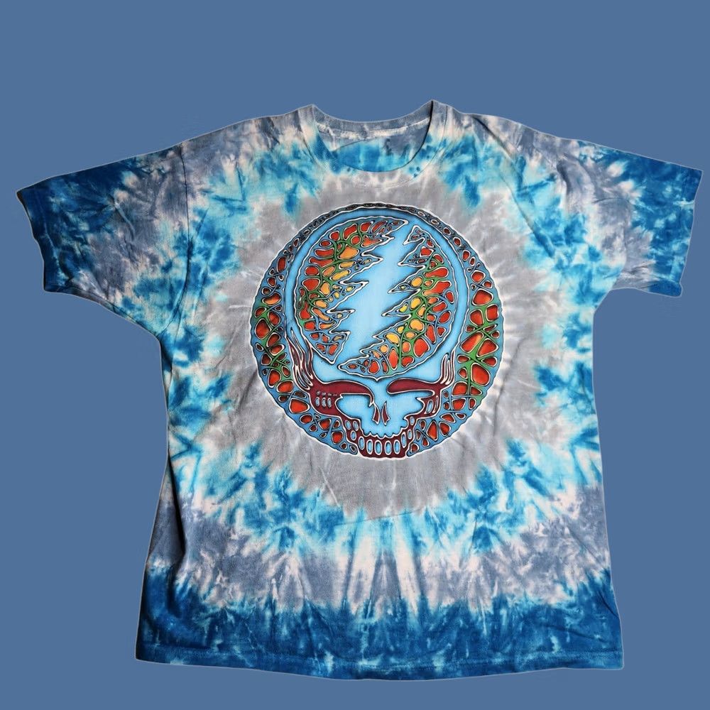 Liquid Blue Liquid Blue Grateful Dead Fractal Stealie Blue Tie-Dye Shirt L 2000 Mens Size US L / EU 52-54 / 3 - 1 Thumbnail