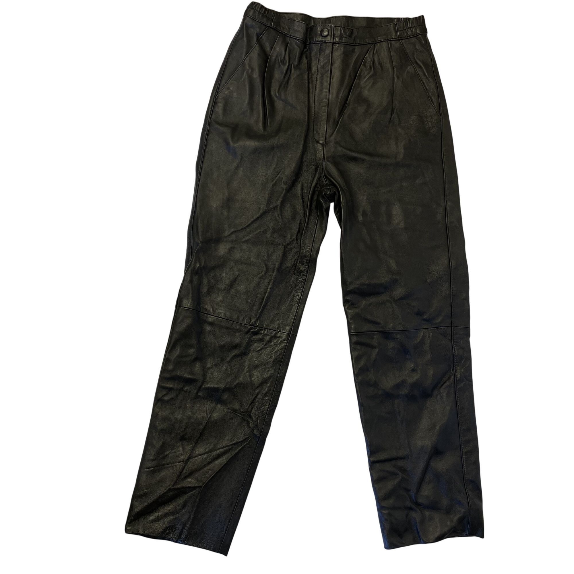 Other Vtg Leather STRAIGHT LEG Pants PLEATED Trousers Size 32" / US 10 / IT 46 - 1 Thumbnail