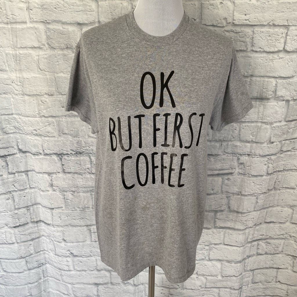 Gildan Women L Peaberrys coffee cafe short sleeve Crewneck shirt collectible grey Size L / US 10 / IT 46 - 1 Thumbnail