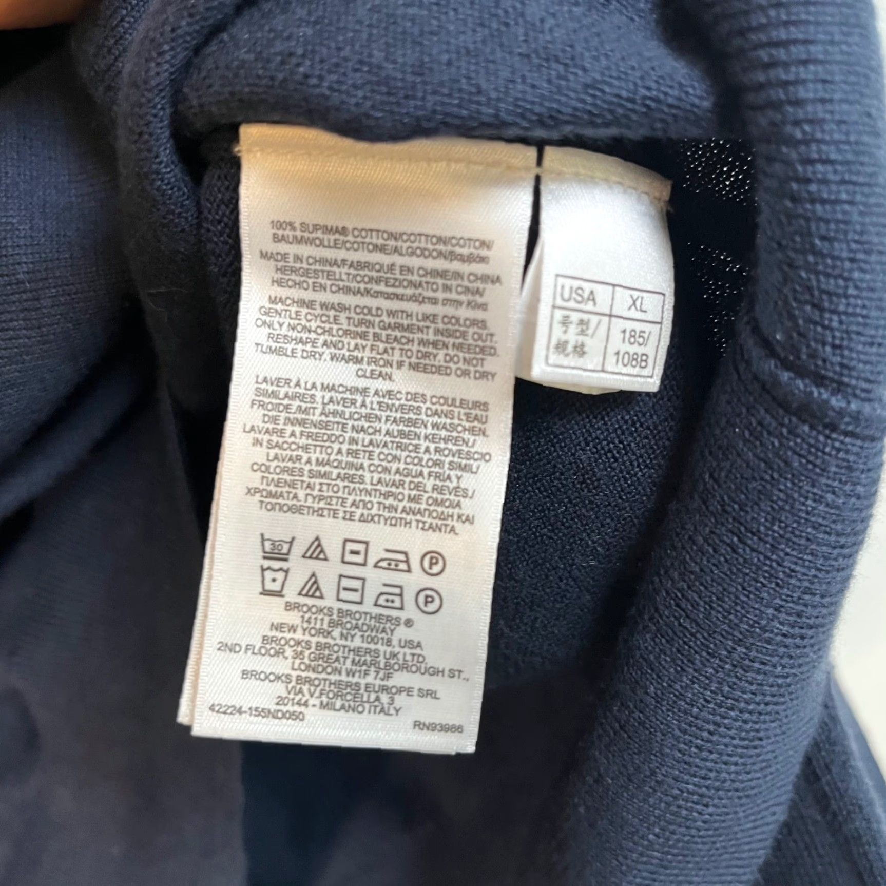 Brooks Brothers Brooks Brothers Mens XL Navy Blue Supima Cotton V-Neck Sweater 42224-155ND050 Size US XL / EU 56 / 4 - 6 Thumbnail