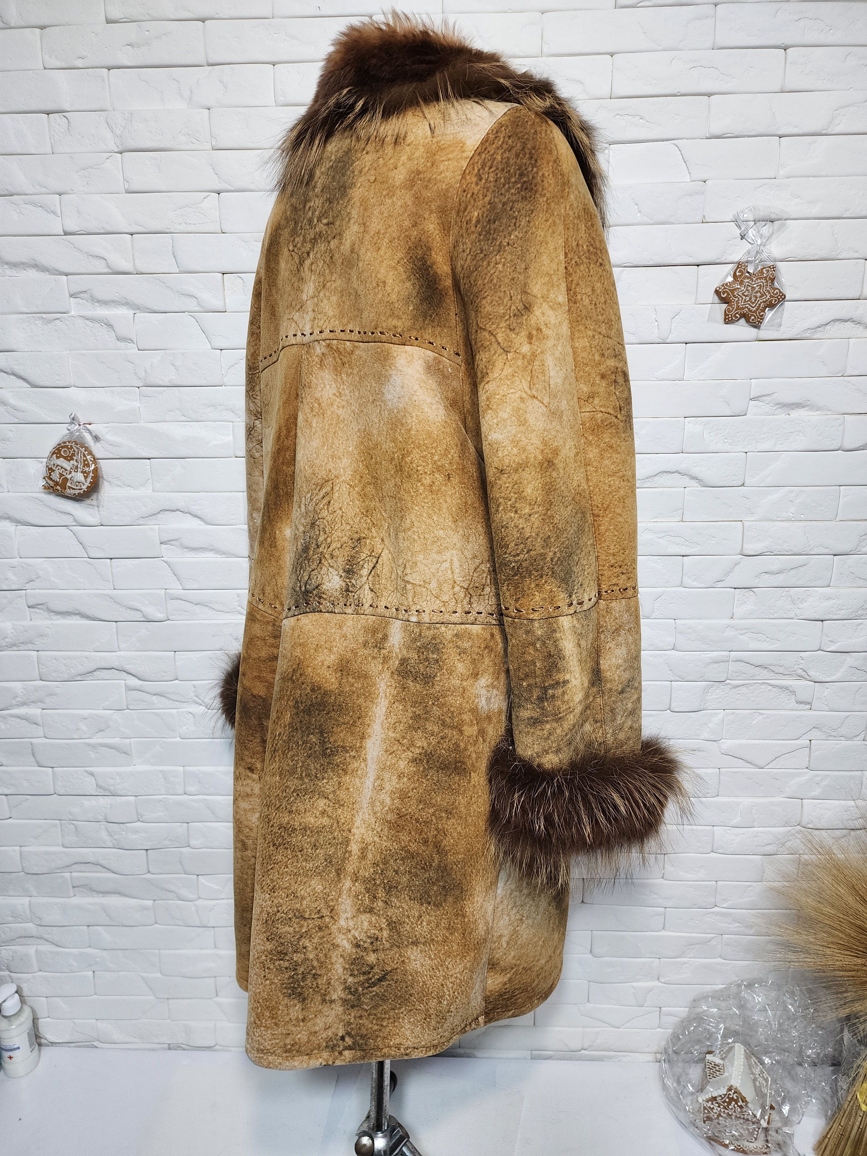 Furla Brown Sheepskin Coat: Women's Genuine Fur Winter Coat Size XXL / US 16-18 / IT 52-54 - 5 Thumbnail