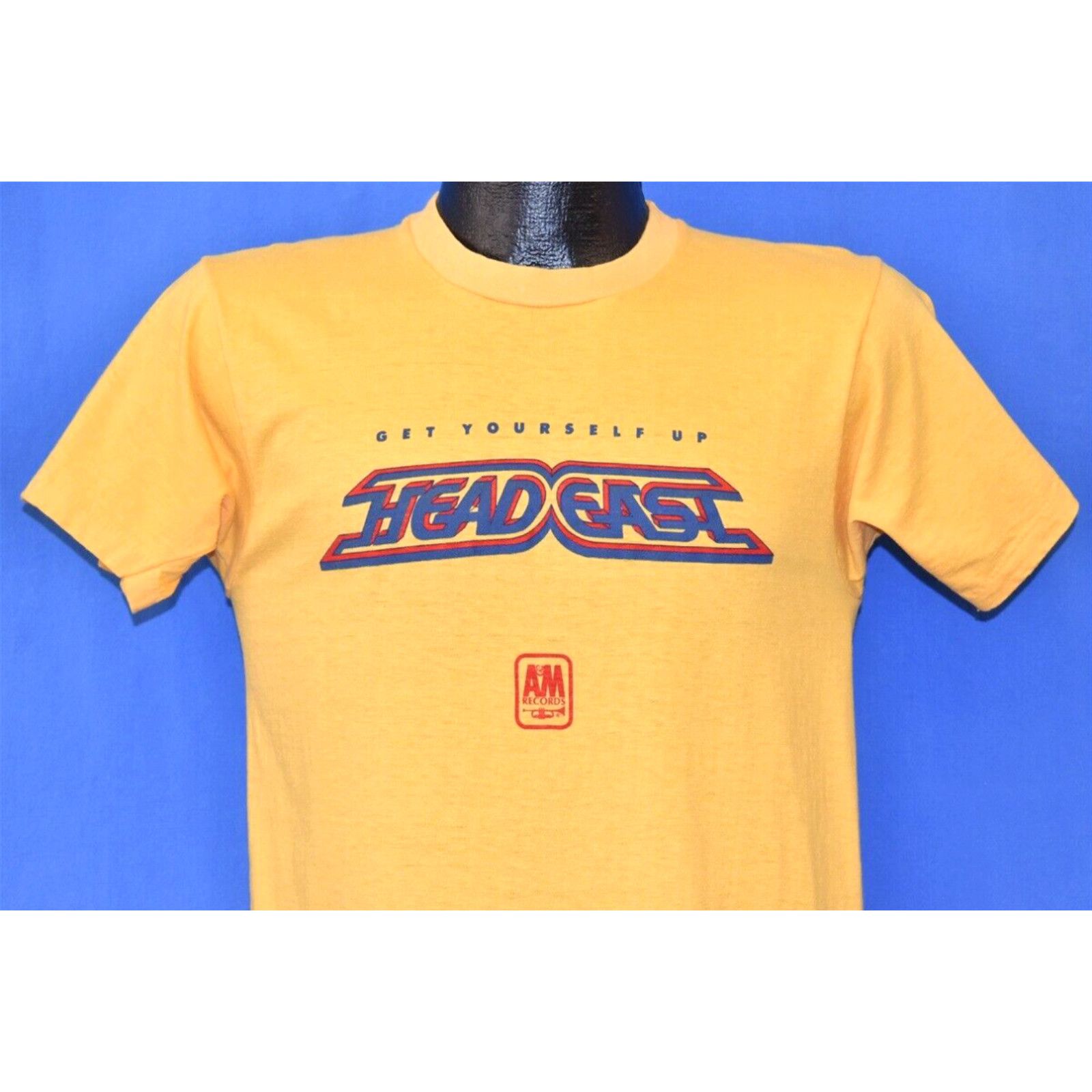 image of Vintage 70's Head East A&m Records Get Yourself Up Yellow Cotton T-Shirt Small S in White, Men's