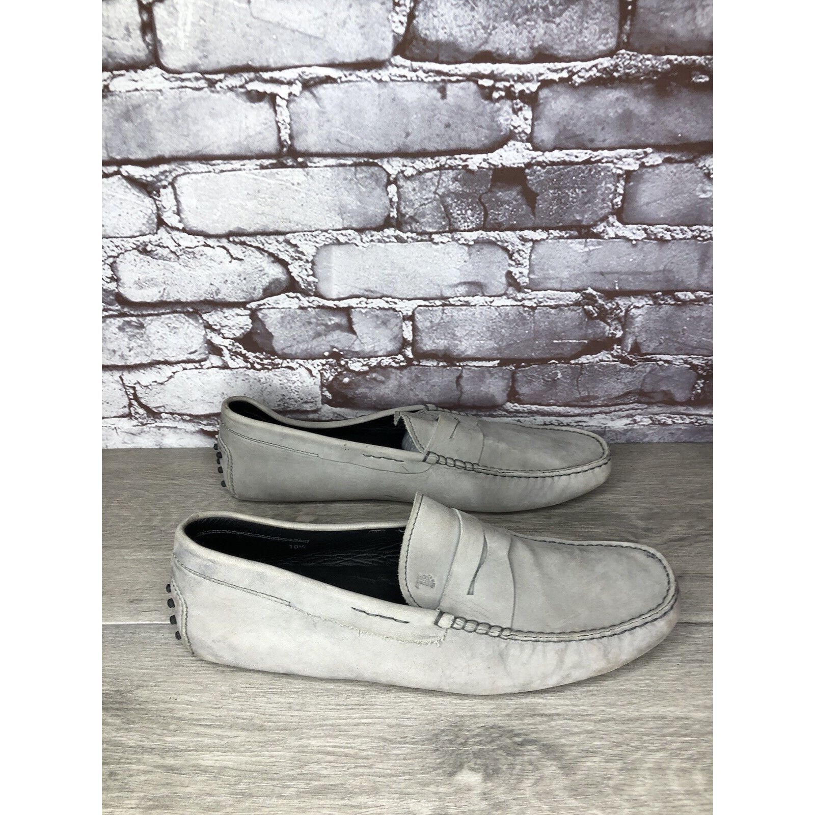 Tod's Tods Gray Suede Leather Penny Gommino Driving Loafers Shoes Size US 10.5 / EU 43-44 - 19 Thumbnail
