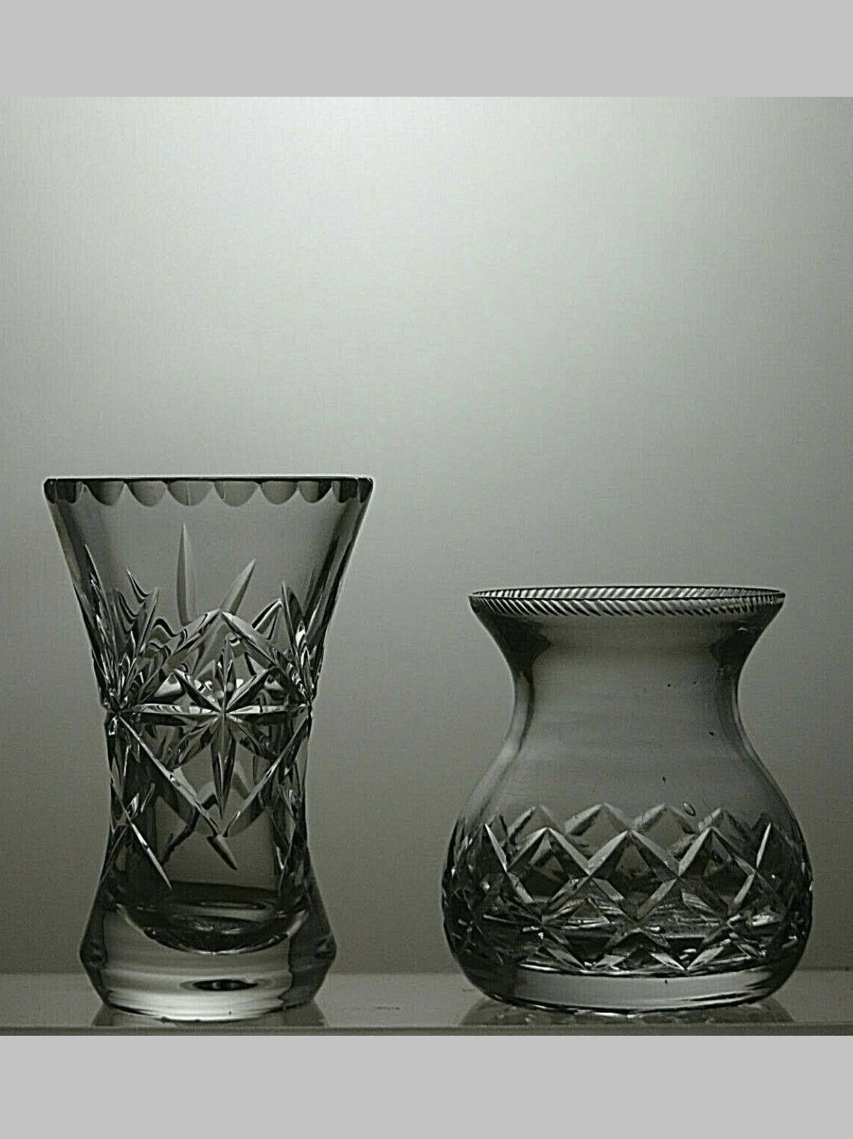 The Unbranded Brand Cut Glass Crystal Set Of 2 Vases 3 7/8" Size ONE SIZE - 1 Thumbnail