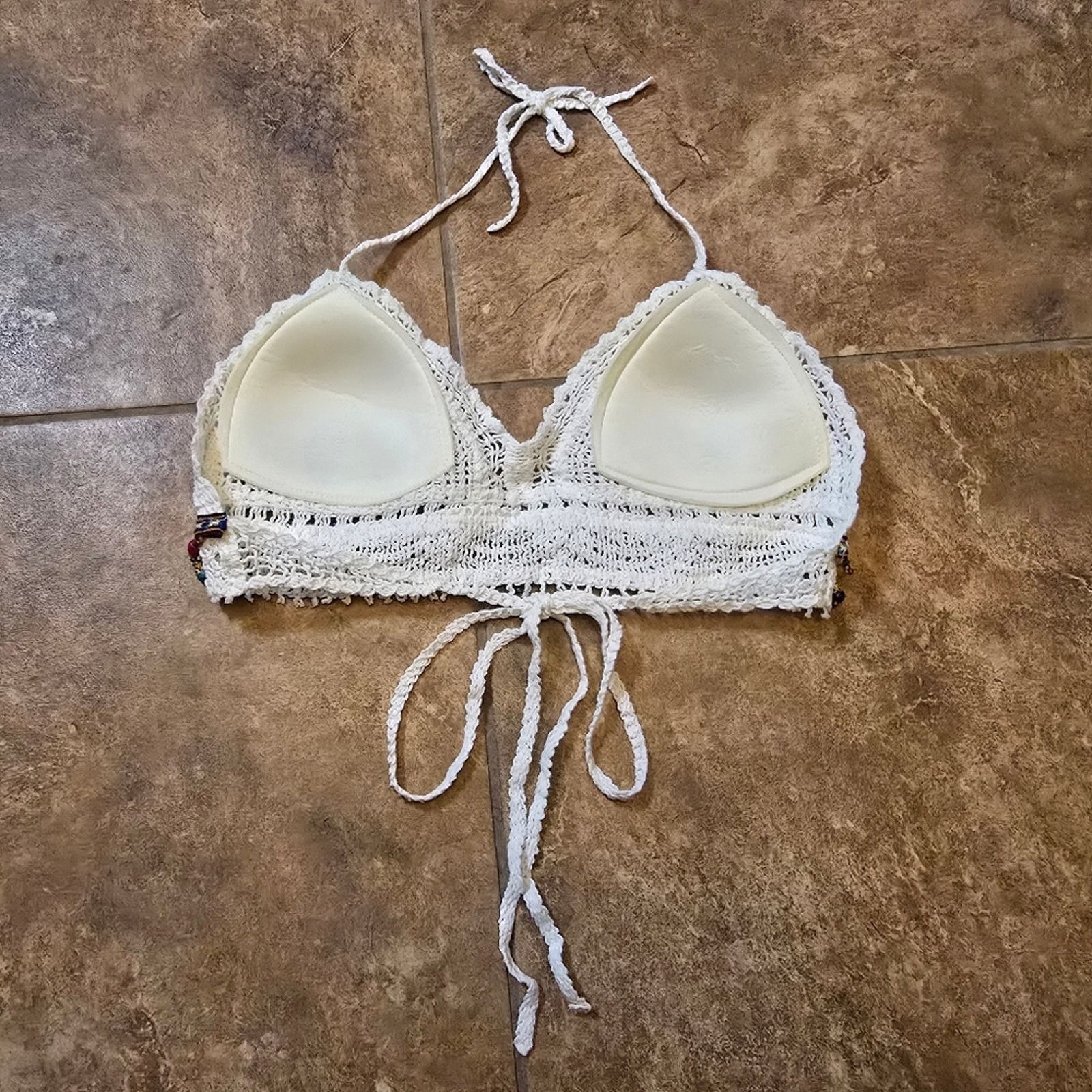 Other White Multi Bead Detailed Cropped Halter Size ONE SIZE - 2 Thumbnail