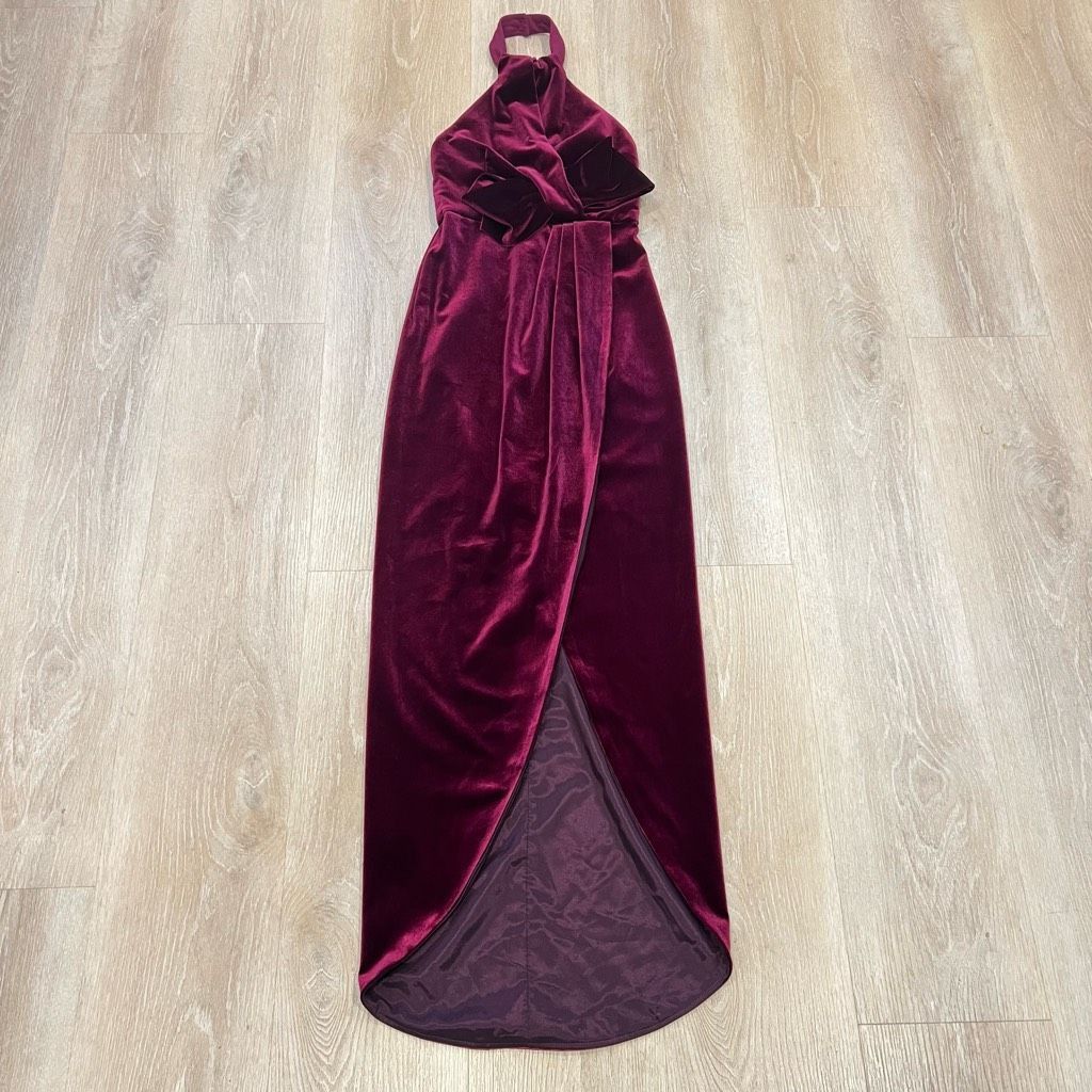 Halo Black Halo, Estelle Smashing Berry High-Low Velvet Halter Bo Size S / US 4 / IT 40 - 14 Thumbnail