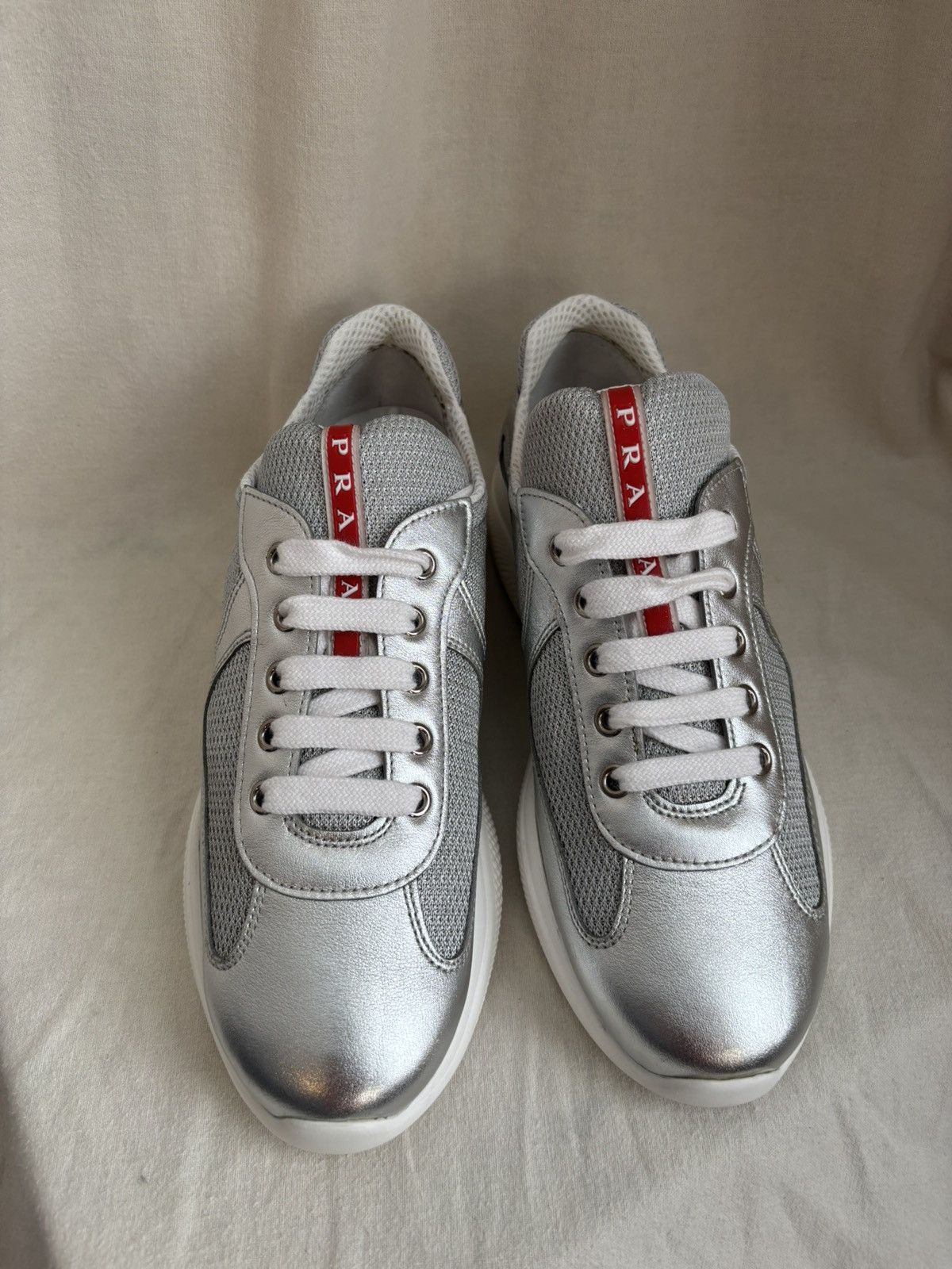 Prada Prada America’s Cup Soft Leather in Silver IT 39 / US 9 Size US 9 / IT 39 - 2 Thumbnail