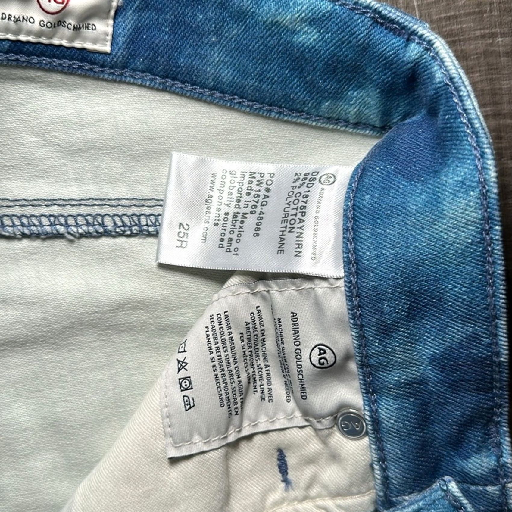 Vintage AG Adriano Goldschmied The Mari High Rise Straight Tie Dye Denim Jeans - 25R Women Jeans Blue 25 Regular Straight 28.5 Inseam Womens Size 42" / US 20 - 7 Thumbnail