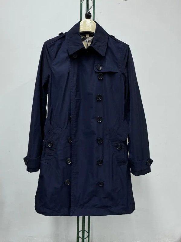 Burberry Burberry Women's Blue Polyester Striped Trench Coat Size XS / US 0-2 / IT 36-38 - 1 Thumbnail
