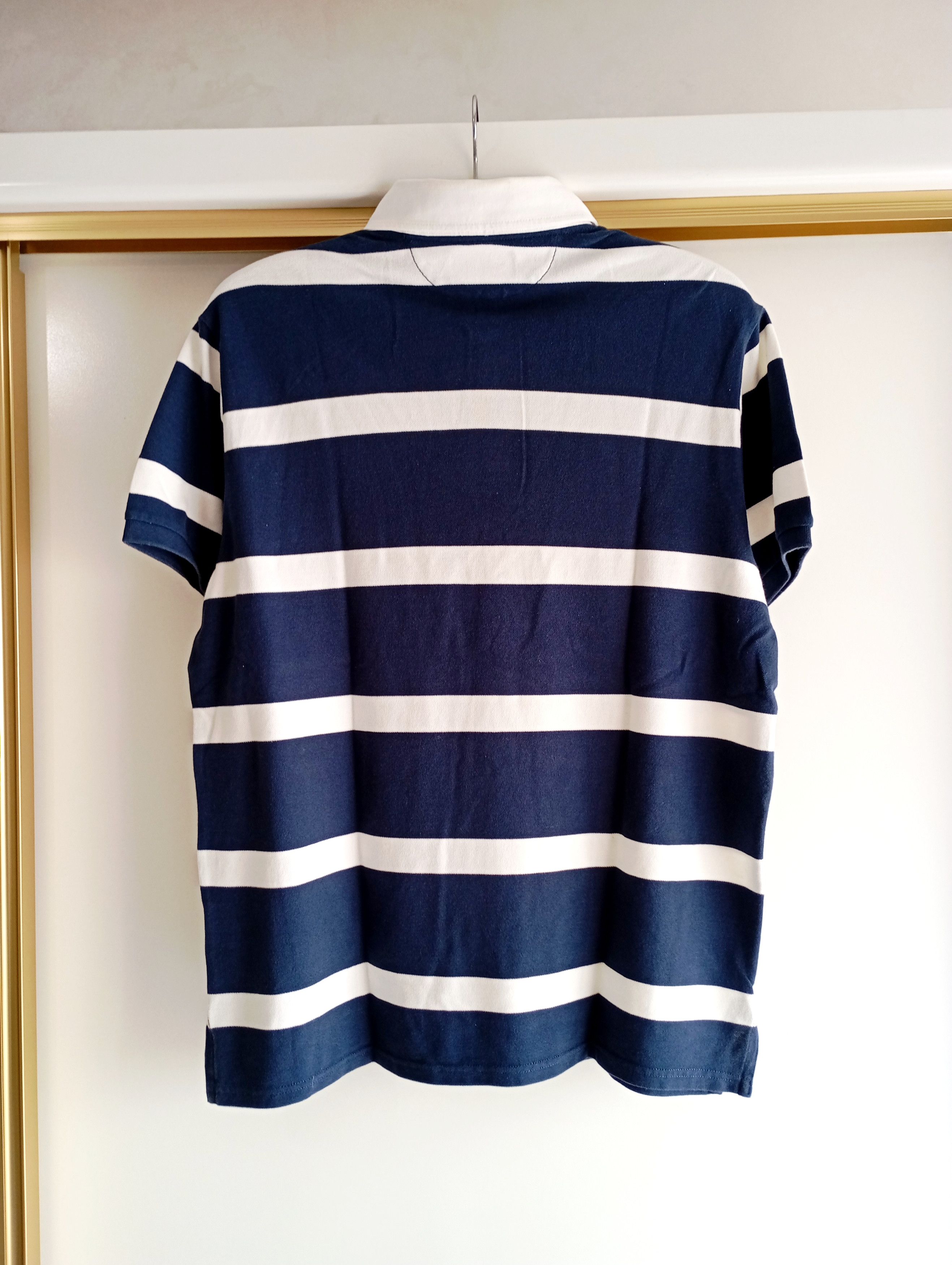 Polo Ralph Lauren Polo Ralph Lauren Striped Mesh Polo Shirt in Blue and White Size US XL / EU 56 / 4 - 6 Thumbnail