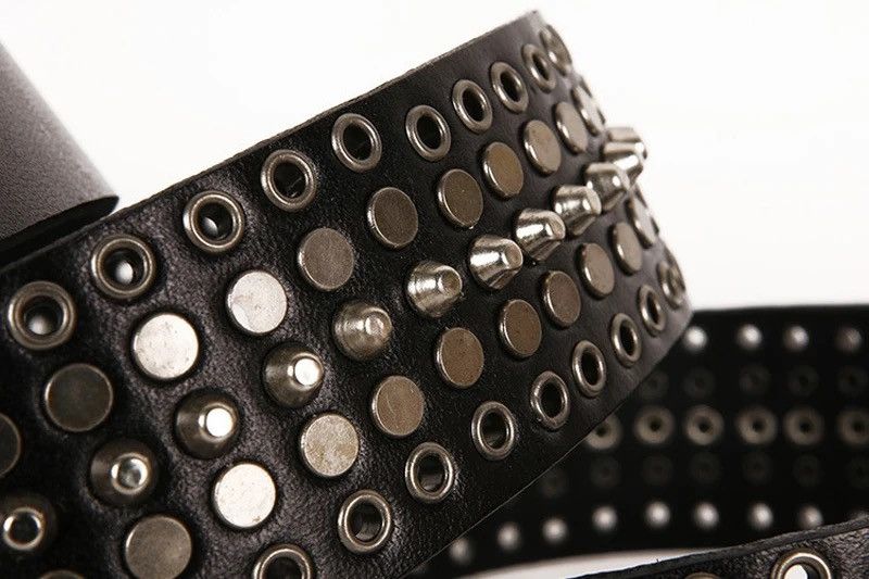 Leather × Vintage Genuine Leather Cowboy Belt Buckle Vintage Metal Rivet Size ONE SIZE - 5 Thumbnail