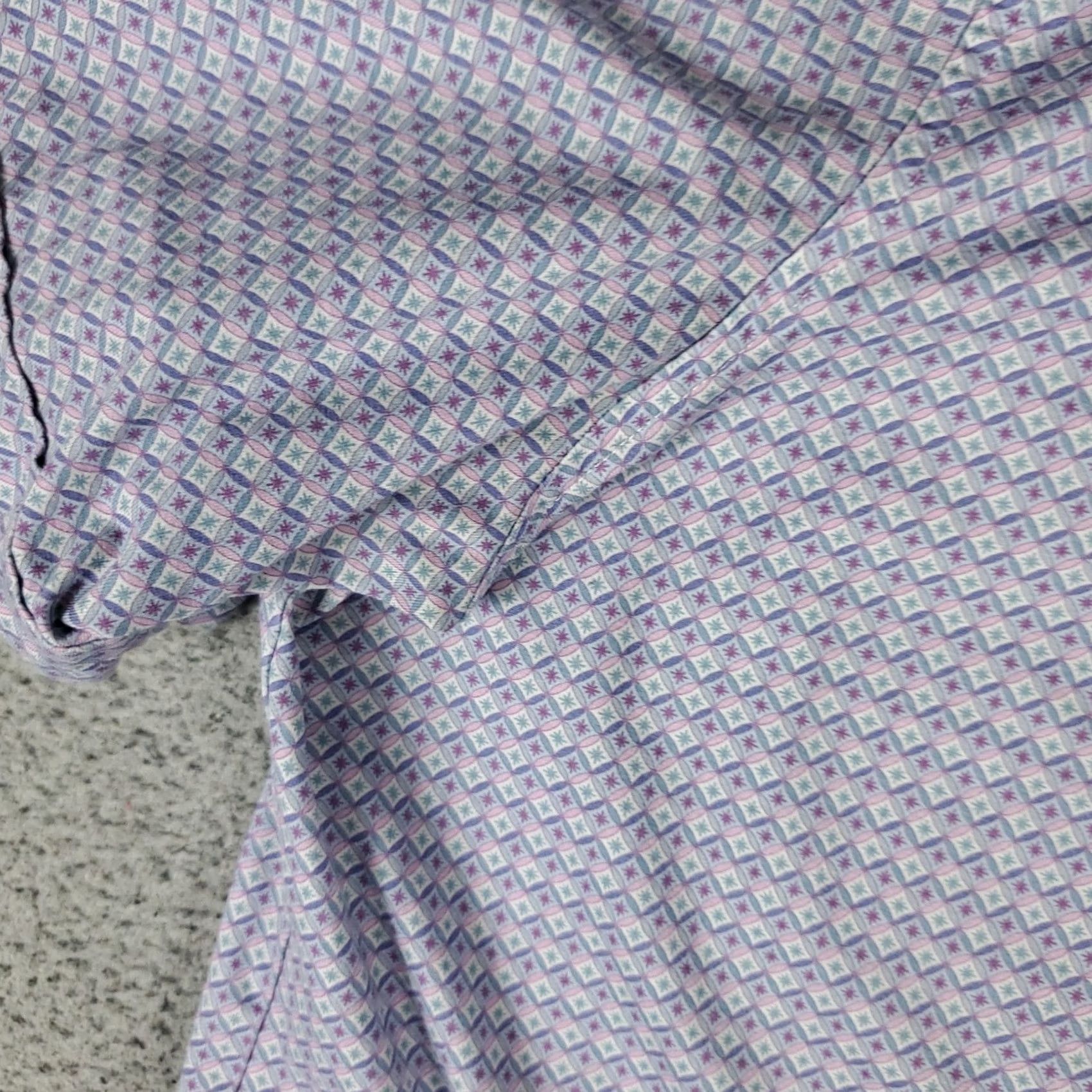 BUGATCHI Bugatchi Uomo Shirt Mens XL Purple Geometric Button Up Short Sleeve Shirt Men Purple Geometric Button-Up XL Size US XL / EU 56 / 4 - 7 Thumbnail