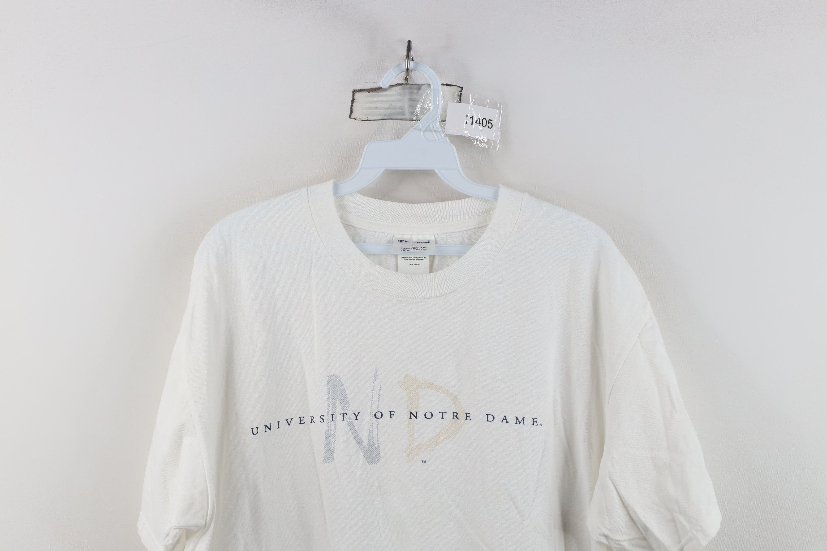 Champion Vintage 90s Champion Notre Dame University T-Shirt White Size US L / EU 52-54 / 3 - 2 Thumbnail