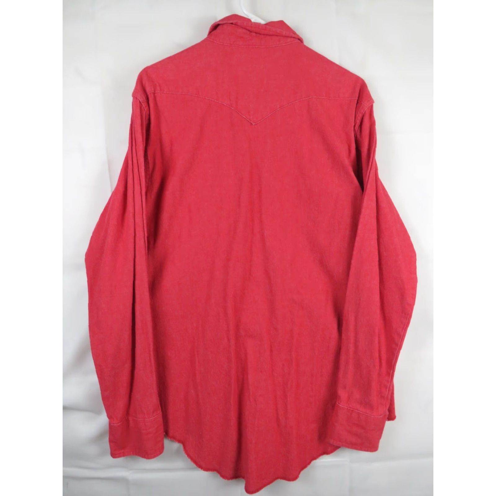 Wrangler Wrangler Shirt Mens 17-35 Red Brushpopper Pearl Snap Long Sleeve Western Rodeo Shirt Mens Regular Red Cotton Canvas Size US XL / EU 56 / 4 - 7 Thumbnail