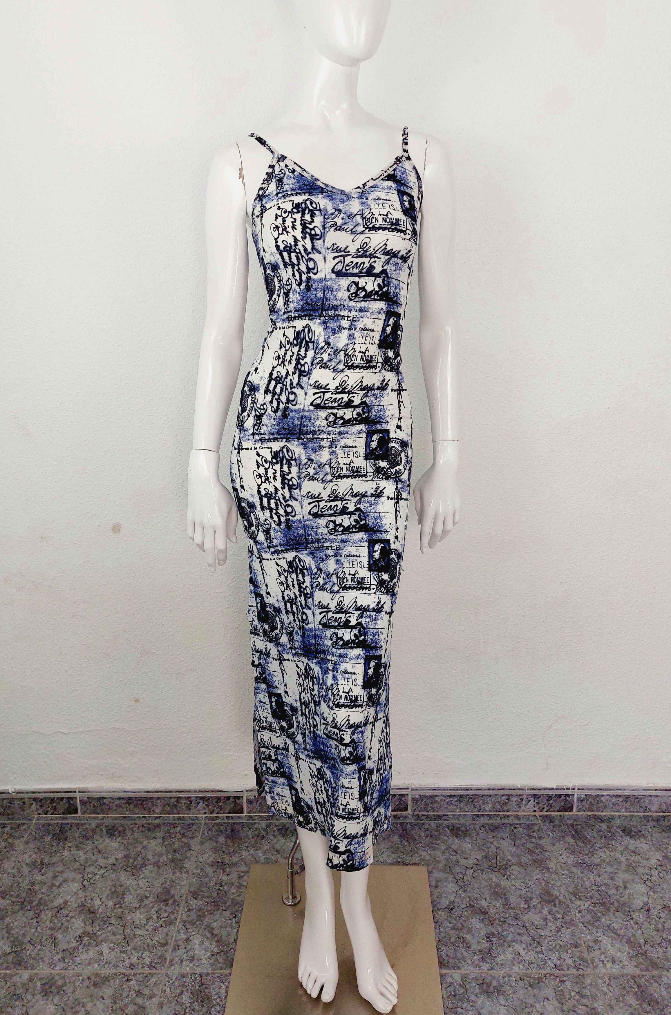 Jean Paul Gaultier Jean Paul Gaultier Stamp Letter Postcard Blue Maxi dress Size M / US 6-8 / IT 42-44 - 1 Thumbnail