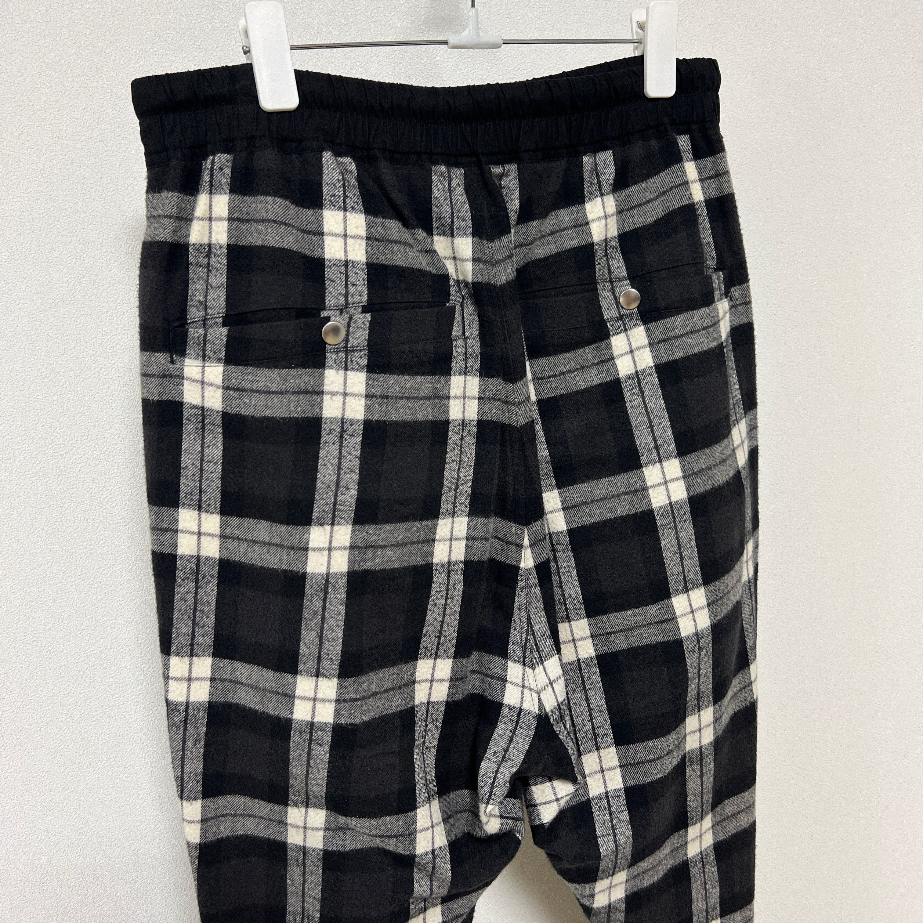 Rick Owens Rick Owens SS19 "BABEL" Drawstring Black Plaid Track Pants Size US 32 / EU 48 - 6 Thumbnail
