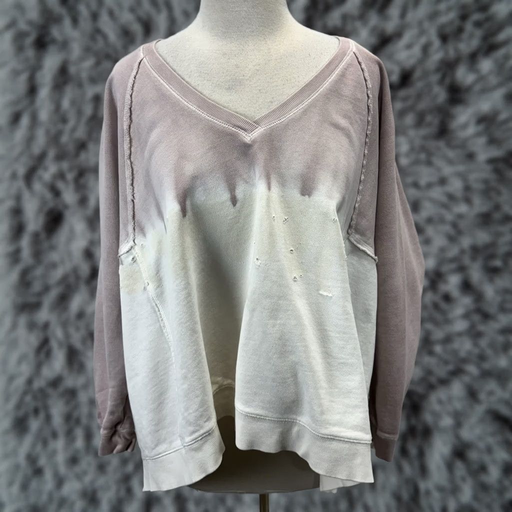 Free People VINTAGE Free People Oversized Sweatshirt Small Tie Dye Pink Boho Womens Baggy Distressed Pullover Long Sleeve Regular Size XS? Size S / US 4 / IT 40 - 1 Thumbnail