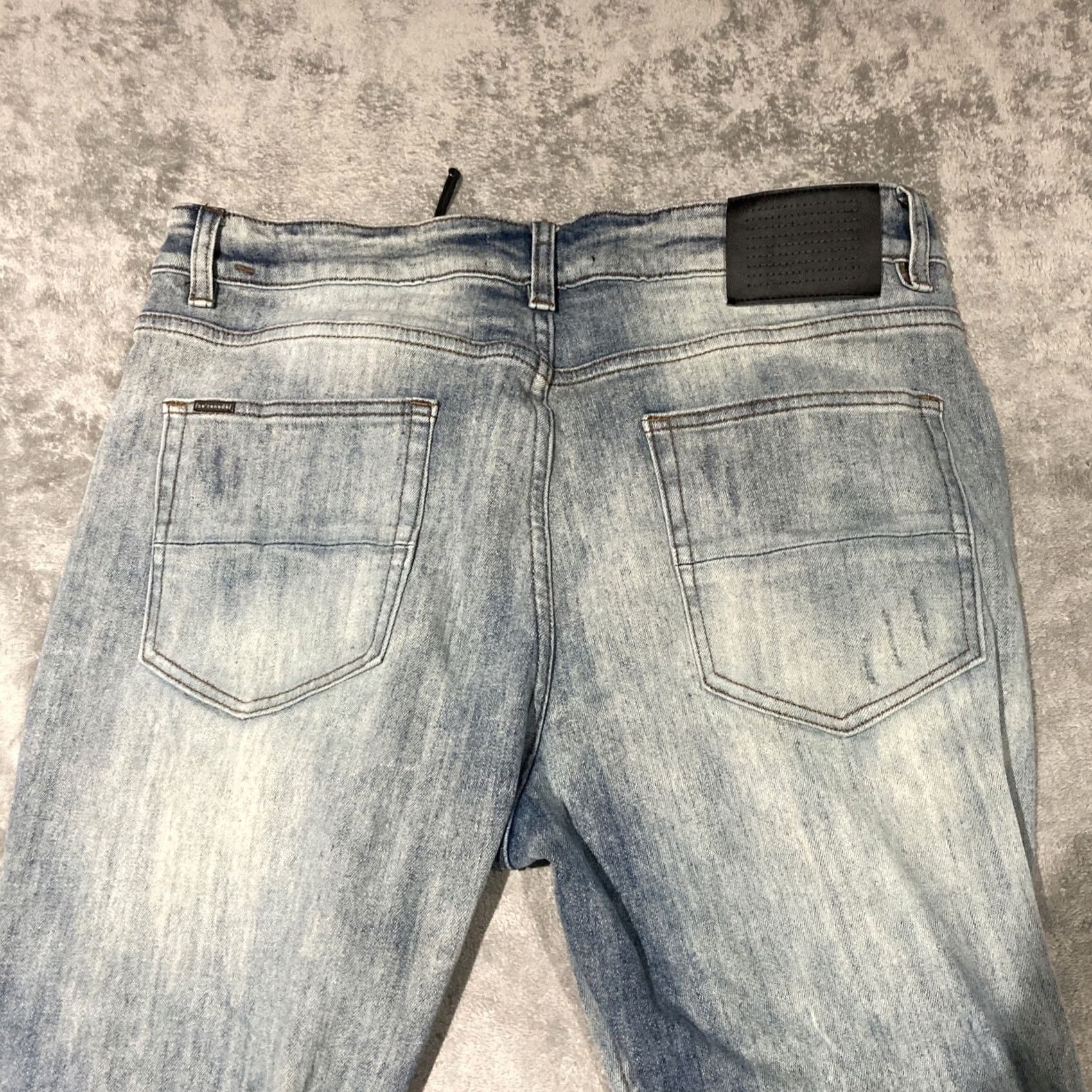 Denime Serenade Jeans Men's 38x32 Slim Straight Ripped Denim Stretch Light Wash Blue Waist 38 Night Rock American Mens Jeans Size US 38 / EU 54 - 7 Thumbnail