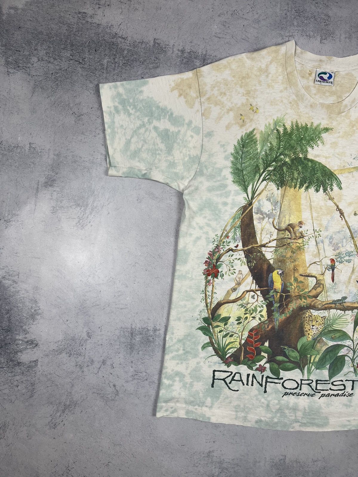 Liquid Blue Vintage 90s Liquid Blue Rain Forest ART 1991 Tropical Tee Size US XL / EU 56 / 4 - 4 Thumbnail