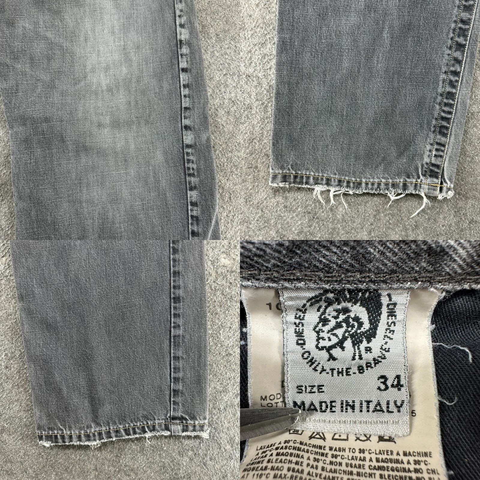 Diesel VINTAGE Diesel Jeans Mens 34x29 Gray Distressed Slim Straight 5-Pocket Denim Cotton Cotton Blend City 90s Bohemian Retro Theme Mens Size US 34 / EU 50 - 9 Thumbnail