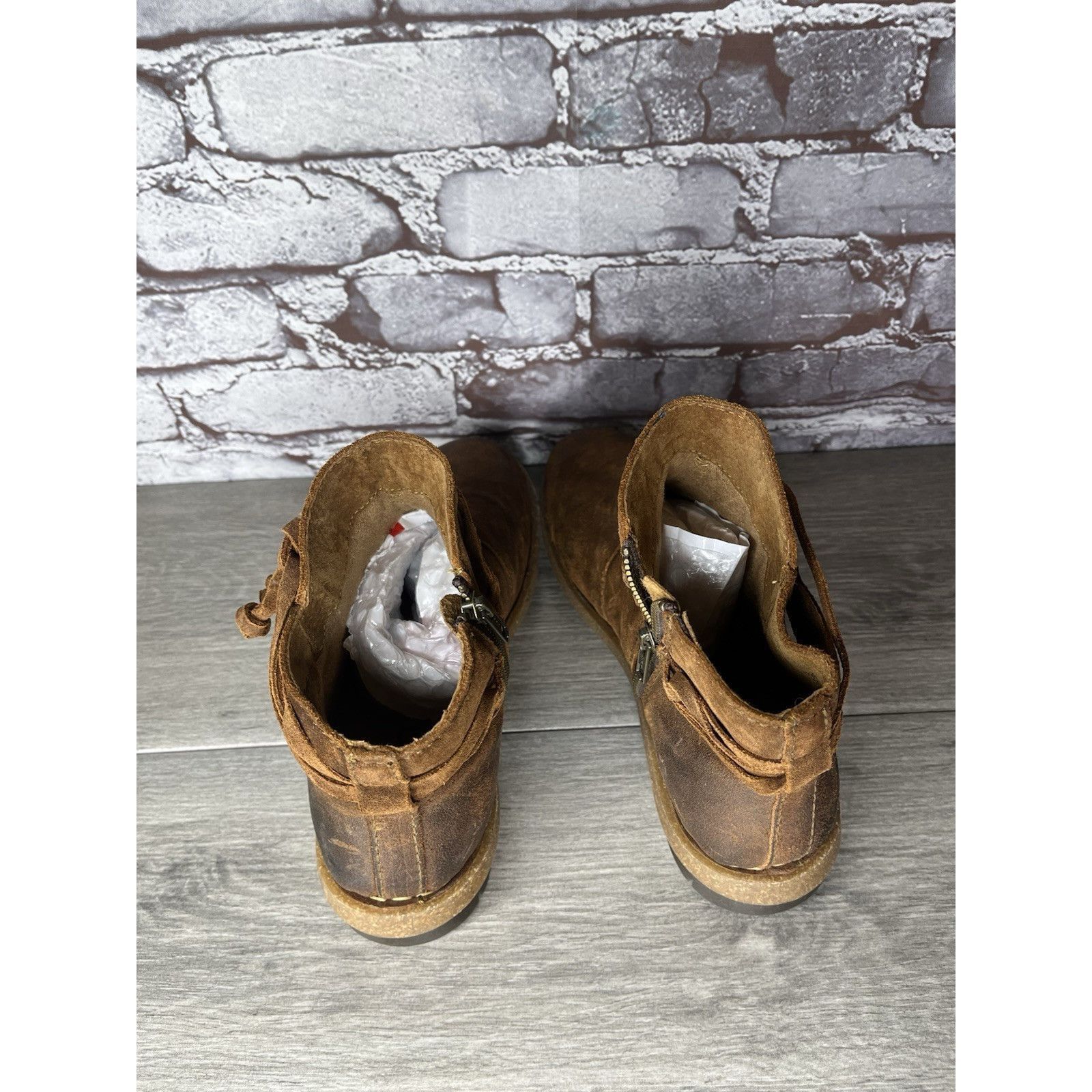 Born Born Ankle Boots Brown Suede Leather Lace Up Zip Booties Wom Size US 9 / IT 39 - 6 Thumbnail