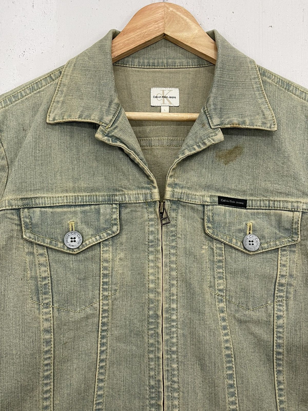 Calvin Klein Vintage 00's Calvin Klein Mudwash Zip Front Jackets Denim Size US L / EU 52-54 / 3 - 4 Thumbnail