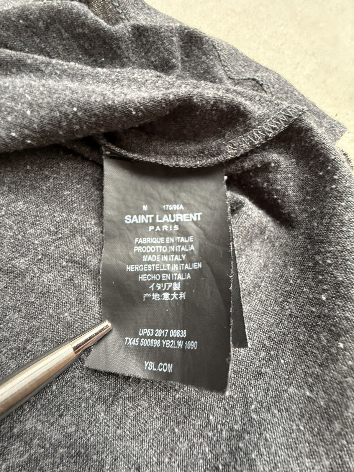 Saint Laurent Paris Saint Laurent lightning bolt logo grey t shirt M Size US M / EU 48-50 / 2 - 23 Thumbnail