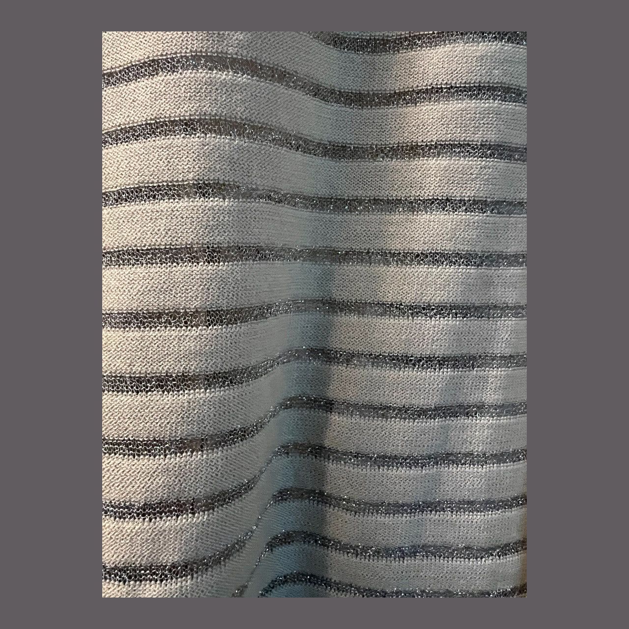 Other Joan Vass Cream Silver Metallic Stripe Lightweight Cardigan Size S / US 4 / IT 40 - 4 Thumbnail