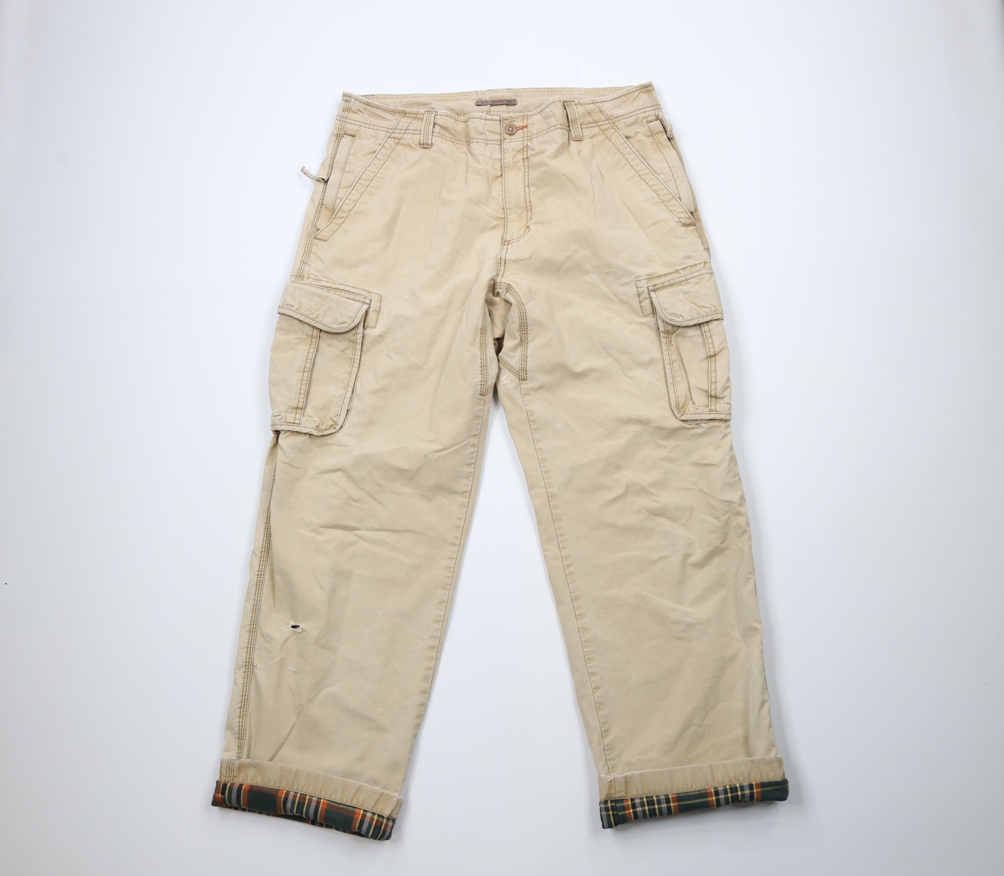 L.L. Bean × Vintage Vintage LL Bean Stonewash Flannel Lined Wide Leg Cargo Pants Size US 36 / EU 52 - 1 Thumbnail