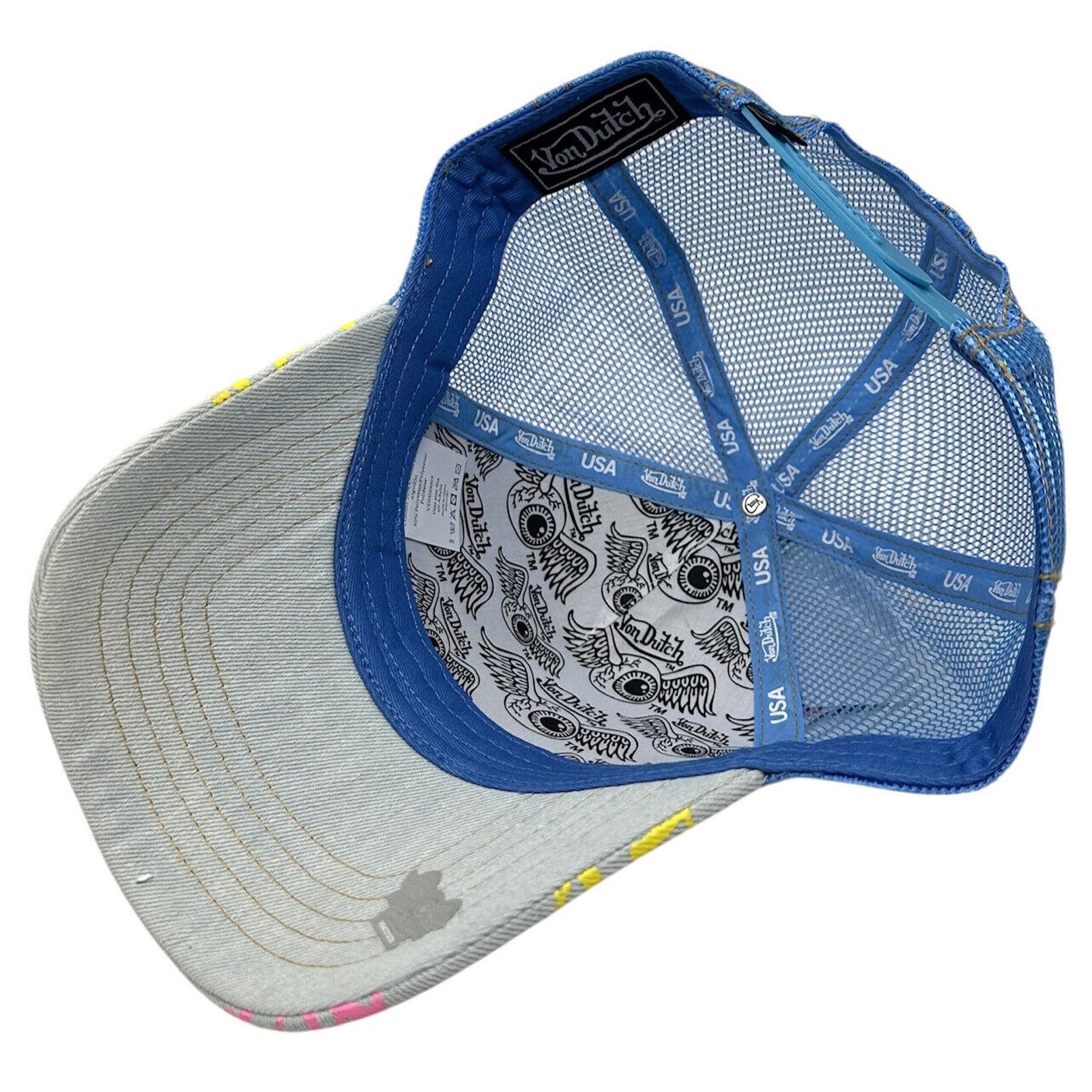 Von Dutch Von Dutch Trucker Hat Denim Half Blue Snapback Cap Size ONE SIZE - 5 Thumbnail